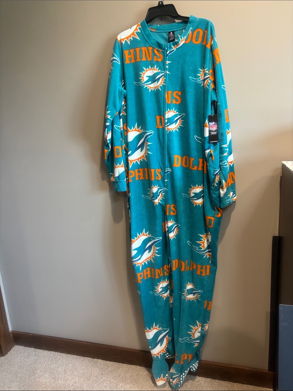 PRICE DROP! Miami Dolphins Teal Fleece Onesie Pajamas